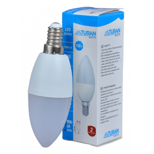 Лампа Turan 10W E14 B35, 6400K, холодный белый свет