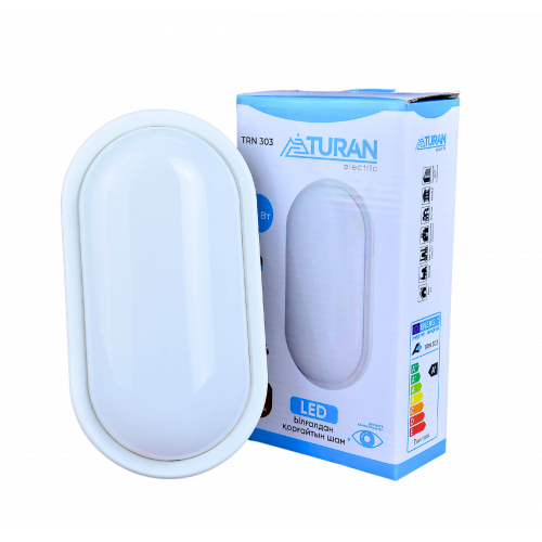 Светодиодный плафон LED 15W, IP54, 6400K, овальный, белый, 18×18 см