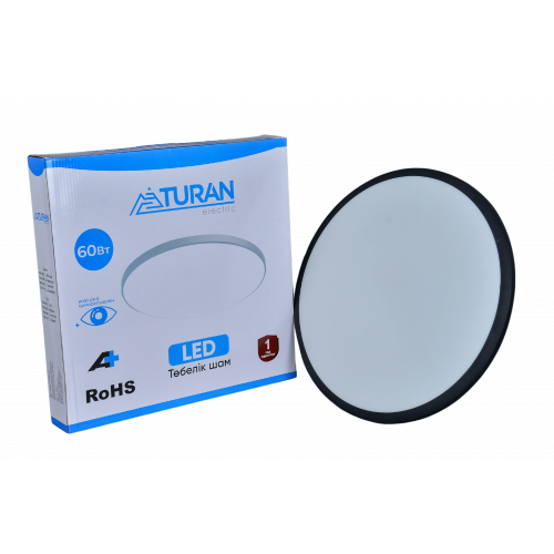 Светодиодный плафон LED 60W, 6400K, круглый, черный, 35×35 см