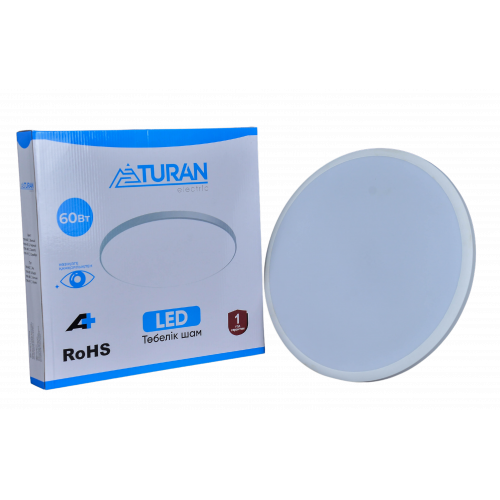 Светодиодный плафон LED 60W, 6400K, круглый, белый, 25×25 см