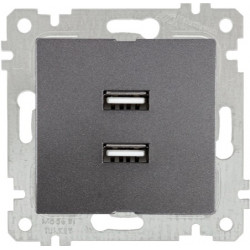 Розетка с двойной USB Multusan Rita, дымчатый цвет