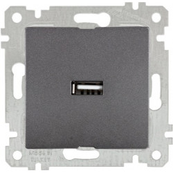 Розетка с USB Multusan Rita, дымчатый цвет