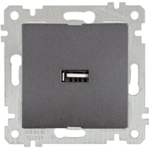 Розетка с USB Multusan Rita, дымчатый цвет