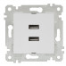 Розетка двойная с USB Mutlusan Rita белая